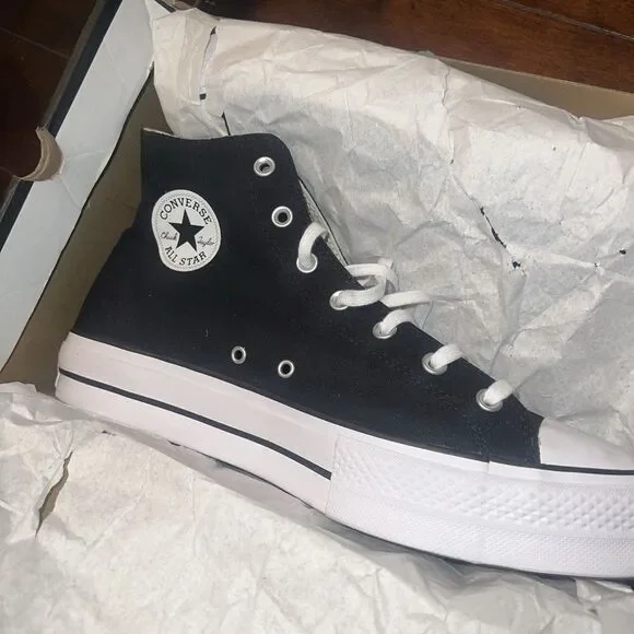 NEW MEN'S CONVERSE BLACKāCANVAS PLATFORM SNEAKERS Size 11.5 Rare - Picture 4 of 7